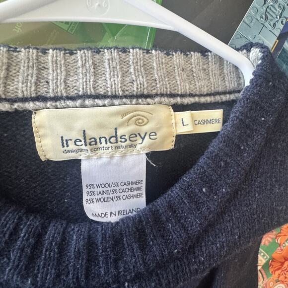 Irelandseye Wool/Cashmere Sweater womens Large  Navy blue - Picture 6 of 6